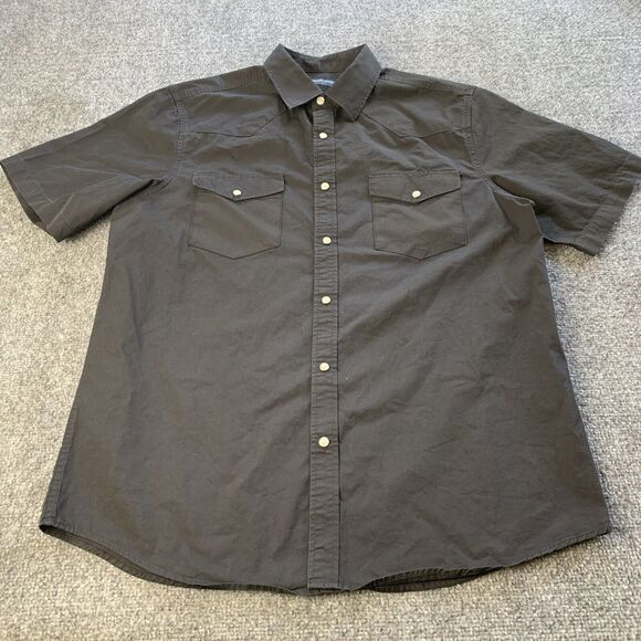 Double Pump Western Pearl Snap Shirt Mens Button Up Plain Black Size L Large - Picture 1 of 10